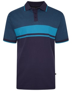 KAM Dobby Weave Block Polo Turk Blue